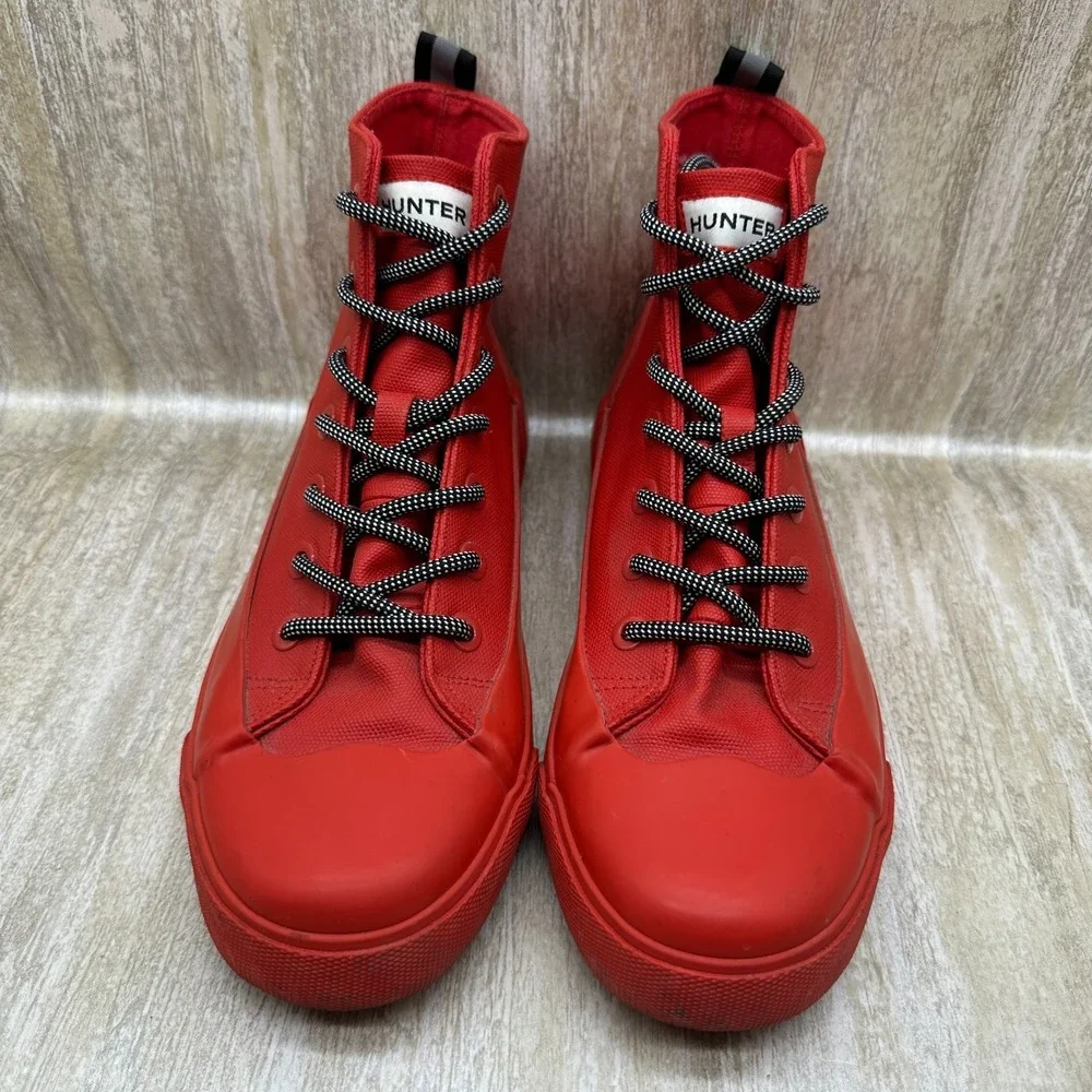 Hunter for Target Canvas Dipped RED Ankle Rain Boots Men‎ 7.5 Women 9.5 NICE